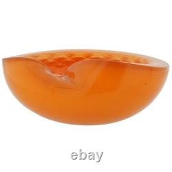 GlassOfVenice Vintage Murano Glass Bullicante Leaf Bowl Orange GlassOfVenice Vintage Murano Glass Bullicante Leaf Bowl Orange