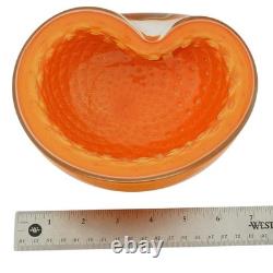 GlassOfVenice Vintage Murano Glass Bullicante Leaf Bowl Orange