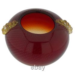 GlassOfVenice Vintage Murano Glass Bullicante Round Vase Red