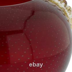 GlassOfVenice Vintage Murano Glass Bullicante Round Vase Red