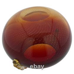 GlassOfVenice Vintage Murano Glass Bullicante Round Vase Red
