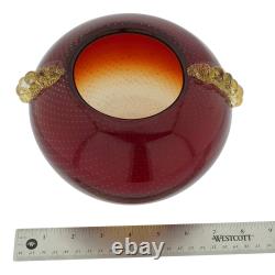 GlassOfVenice Vintage Murano Glass Bullicante Round Vase Red