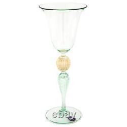 GlassOfVenice Vintage Murano Glass Cenedese Wine Glass Goblet Gold and Aqua Gr