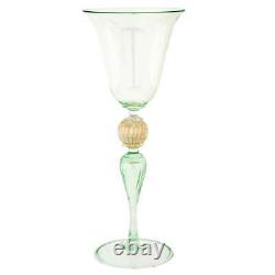 GlassOfVenice Vintage Murano Glass Cenedese Wine Glass Goblet Gold and Aqua Gr