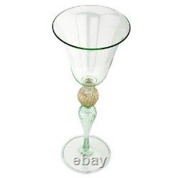 GlassOfVenice Vintage Murano Glass Cenedese Wine Glass Goblet Gold and Aqua Gr