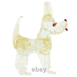 GlassOfVenice Vintage Murano Glass Dog Sculpture Clear Gold