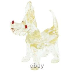GlassOfVenice Vintage Murano Glass Dog Sculpture Clear Gold