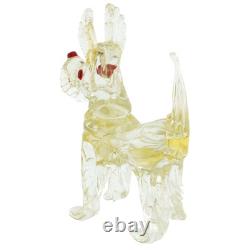 GlassOfVenice Vintage Murano Glass Dog Sculpture Clear Gold