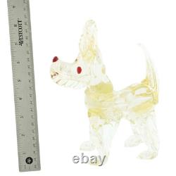 GlassOfVenice Vintage Murano Glass Dog Sculpture Clear Gold