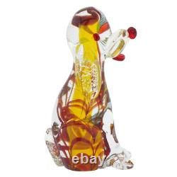 GlassOfVenice Vintage Murano Glass Dog by Nason Murano Sommerso Red and Yellow