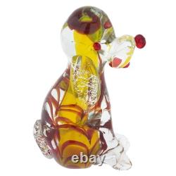 GlassOfVenice Vintage Murano Glass Dog by Nason Murano Sommerso Red and Yellow