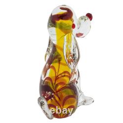 GlassOfVenice Vintage Murano Glass Dog by Nason Murano Sommerso Red and Yellow
