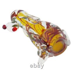 GlassOfVenice Vintage Murano Glass Dog by Nason Murano Sommerso Red and Yellow