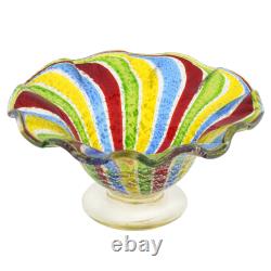 GlassOfVenice Vintage Murano Glass Filigrana Small Vase Bowl Candy Dish Rainbo