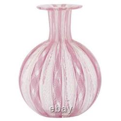 GlassOfVenice Vintage Murano Glass Filigrana Small Vase Pink