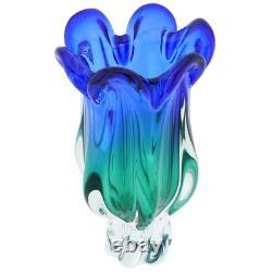 GlassOfVenice Vintage Murano Glass Sommerso Vase Blue and Green