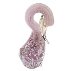 GlassOfVenice Vintage Murano Glass Swan Filigrana Pink