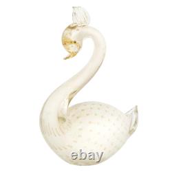 GlassOfVenice Vintage Murano Glass White Swan Bullicante Barbini Design