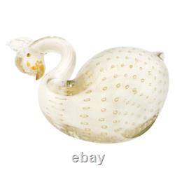 GlassOfVenice Vintage Murano Glass White Swan Bullicante Barbini Design