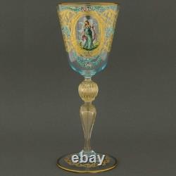GlassOfVenice Vintage Salviati Murano Glass Wine Glass with Gold Leaf and Floral