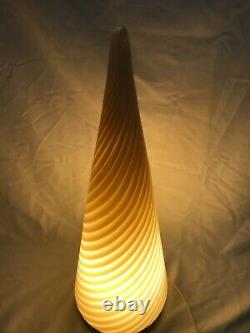 Gorgeous Large Vintage Vetri Murano Glass Cream Beige Swirl Table Lamp