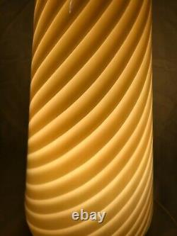 Gorgeous Large Vintage Vetri Murano Glass Cream Beige Swirl Table Lamp