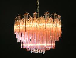 Gorgeous Murano vintage chandelier 107 pink quadriedri