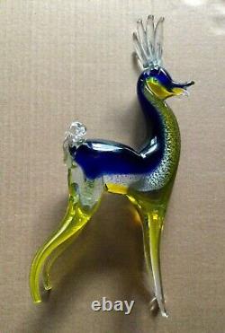 Gorgeous VINTAGE RARE Murano Glass large 13 1/4 tall multicolor Stag Deer