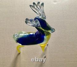 Gorgeous VINTAGE RARE Murano Glass large 13 1/4 tall multicolor Stag Deer