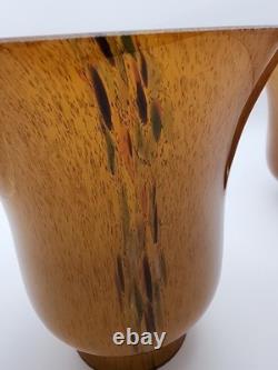 Gorgeous Vintage Murano Glass Art Nouveau Hand Blown Sconces Pair Amber