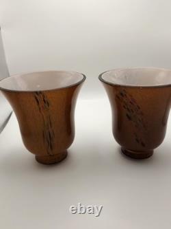 Gorgeous Vintage Murano Glass Art Nouveau Hand Blown Sconces Pair Amber