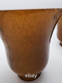 Gorgeous Vintage Murano Glass Art Nouveau Hand Blown Sconces Pair Amber