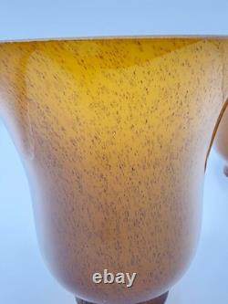 Gorgeous Vintage Murano Glass Art Nouveau Hand Blown Sconces Pair Amber