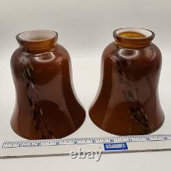 Gorgeous Vintage Murano Glass Art Nouveau Hand Blown Sconces Pair Amber