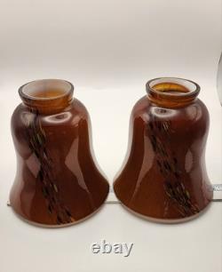 Gorgeous Vintage Murano Glass Art Nouveau Hand Blown Sconces Pair Amber