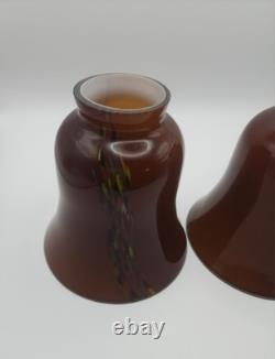 Gorgeous Vintage Murano Glass Art Nouveau Hand Blown Sconces Pair Amber