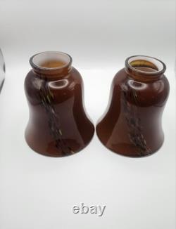 Gorgeous Vintage Murano Glass Art Nouveau Hand Blown Sconces Pair Amber