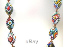Gorgeous Vtg. Murano Millefiori Glass Bead Necklace