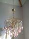 Gorgeous large vintage Italian chandelier pink Murano glass drops
