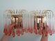 Gorgeous vintage wall lights rose pink Italian Murano glass drops