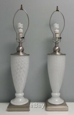 Great Pair of Vintage Mid-Century MURANO, Italy Frosted Pattern Art Glass Lamps