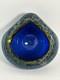 HTF Vintage Murano Glass Bowl withCrackle Blue Orange Nice
