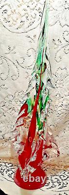 HTF vintage Murano 20 art glass Christmas tree red green gold