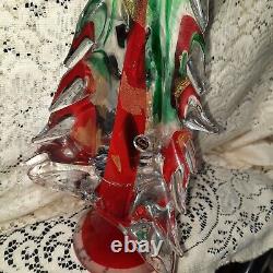 HTF vintage Murano 20 art glass Christmas tree red green gold