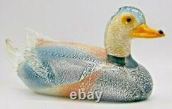 HUGE 15 vintage Murano Formia Mian Giuliano silver foil glass duck sculpture