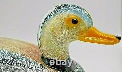 HUGE 15 vintage Murano Formia Mian Giuliano silver foil glass duck sculpture