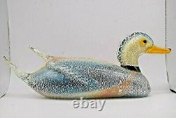 HUGE 15 vintage Murano Formia Mian Giuliano silver foil glass duck sculpture