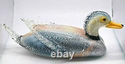 HUGE 15 vintage Murano Formia Mian Giuliano silver foil glass duck sculpture