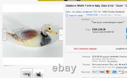 HUGE 15 vintage Murano Formia Mian Giuliano silver foil glass duck sculpture