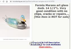 HUGE 15 vintage Murano Formia Mian Giuliano silver foil glass duck sculpture